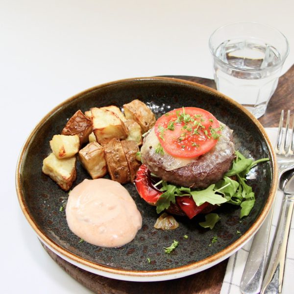 Portobello Hamburger met zoete aardappel