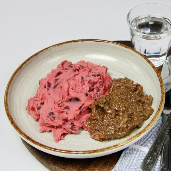 Rode biet stamppot met stoofvlees