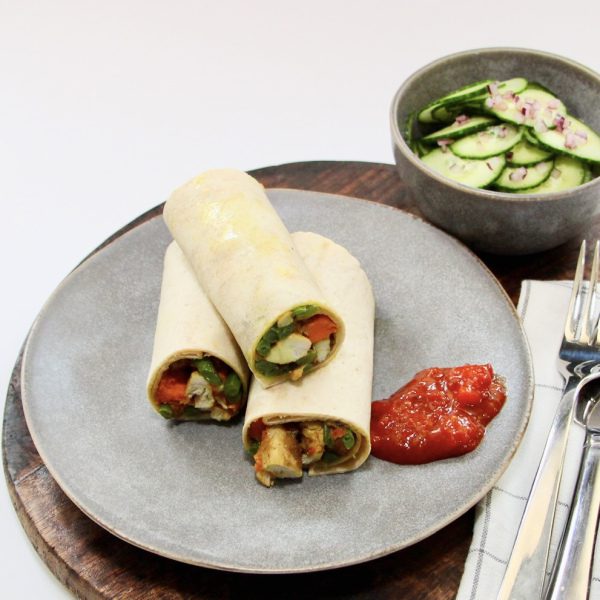 Wraps met roti en sambalsaus