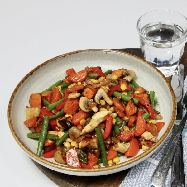 Kip bonne femme met zoete aardappel