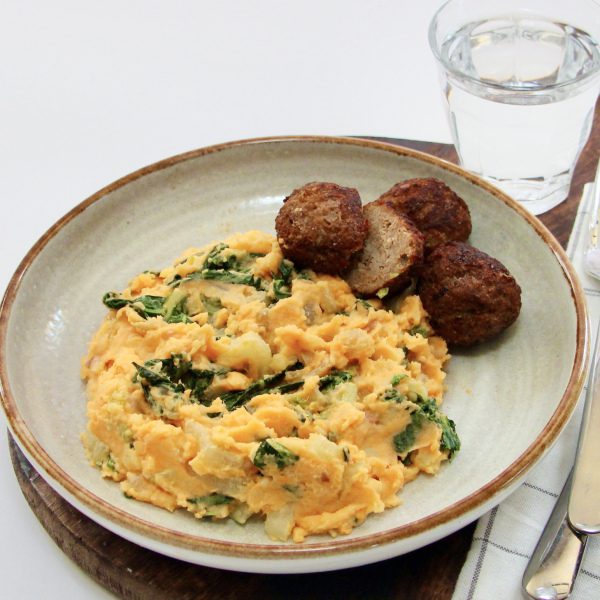 Paksoi stamppot met oosterse gehaktballetjes