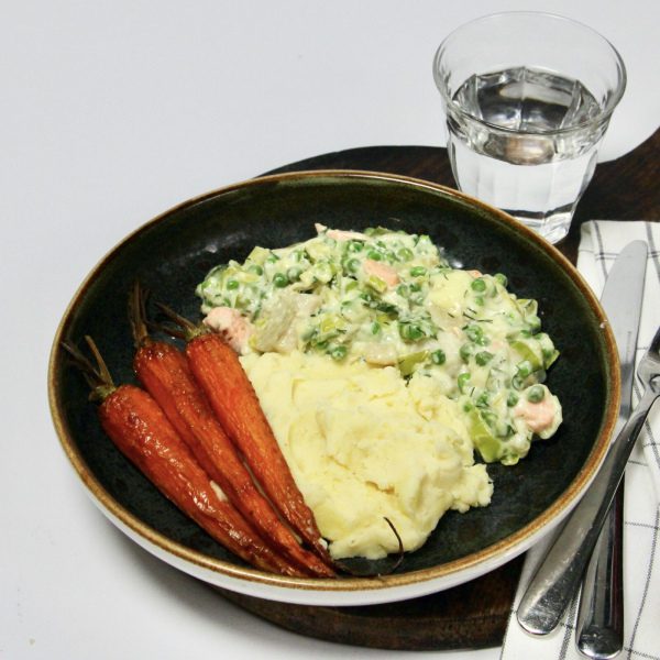 Vispannetje met puree  & bospeen