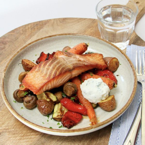 Zalm met gegrilde groente