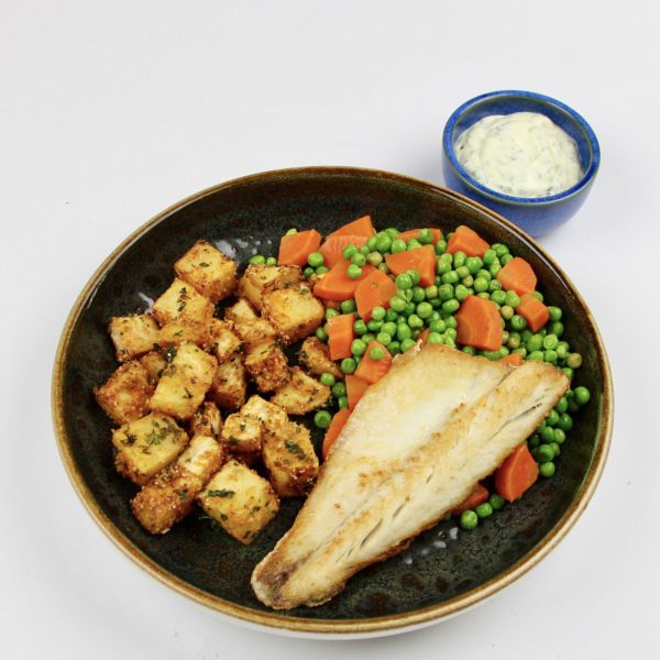 Zeebaars met peen & erwtjes en aardappelmix