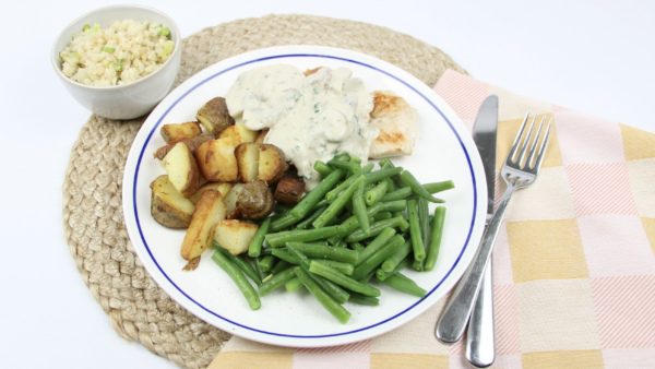 Kipfilet in bospaddenstoelen saus