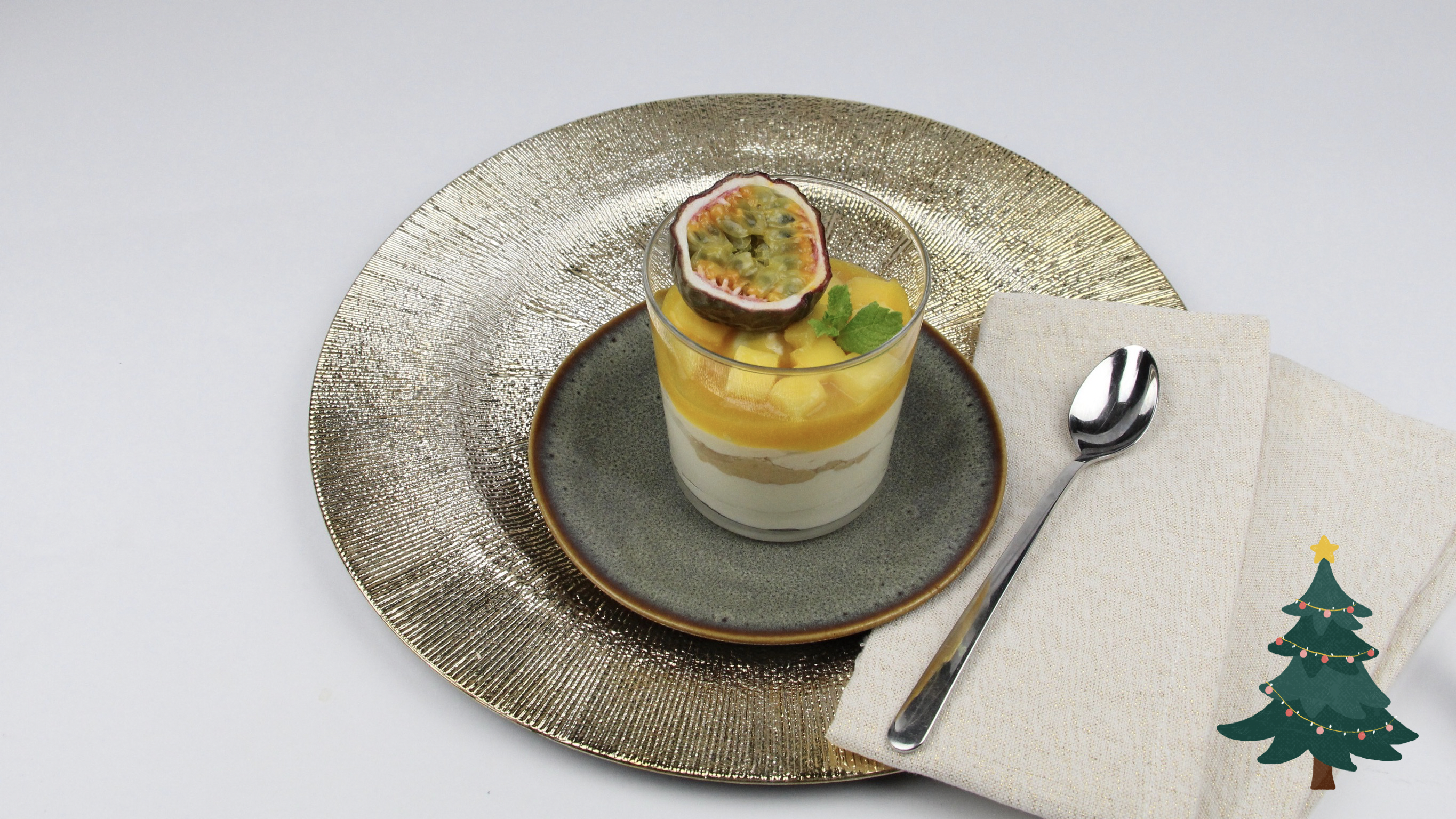 Witte chocolade cheesecake mango-passievrucht